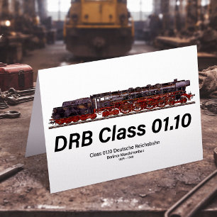 Cartão De Agradecimento Trem a Vapor DRB Classe 01.10 Deutsche Reichsbahn