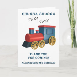 Cartão De Agradecimento Trem Chugga Dois Dois Segundo Aniversário