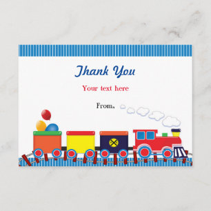 Cartão De Agradecimento Trem Colorido Infantil Festa de Aniversário Agrade