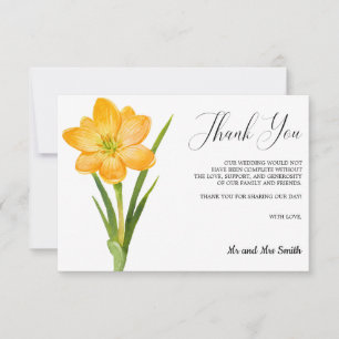 Cartão De Agradecimento Trendy Flower Yellow Crocus Casamento Obrigado