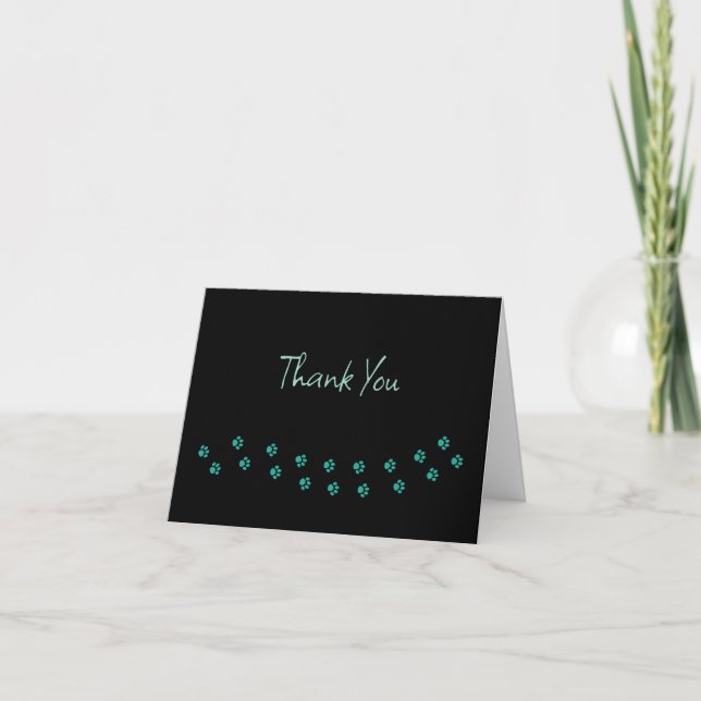 Cartão De Agradecimento Trendy Pet Theme Thank You Cards Paw Prints (Frente)