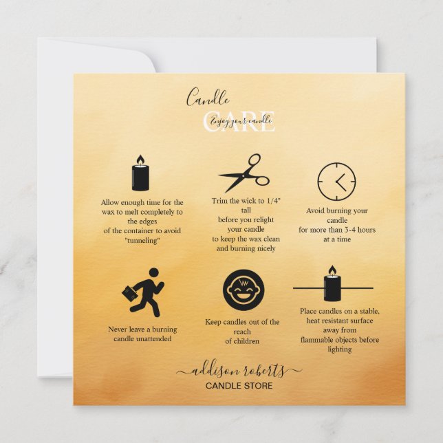 Cartão De Agradecimento Trendy Professional Orange Terracotta Candle Care (Frente)