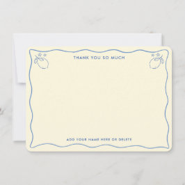 Cartão De Agradecimento Trendy Squiggle Border Lemon Doodles Bridal Shower