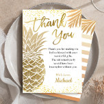 Cartão De Agradecimento Trendy Tropical Dourada Pineapple Summer Party<br><div class="desc">Trendy Tropical Dourada Pineapple Summer Party Cartões de agradecimentos</div>