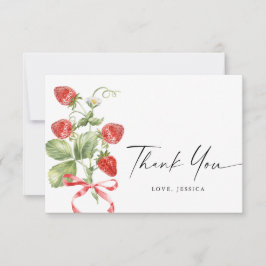 Cartão De Agradecimento Trendy Watercolor Meadow Strawberry
