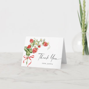 Cartão De Agradecimento Trendy Watercolor Meadow Strawberry