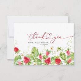 Cartão De Agradecimento Trendy Watercolor Strawberry Chá de fraldas Obriga