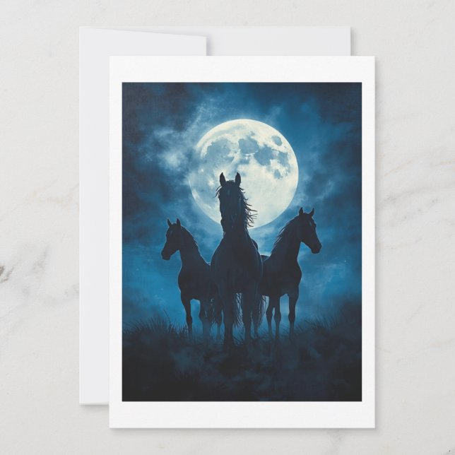 Cartão De Agradecimento Três Cavalos Lua (Frente)
