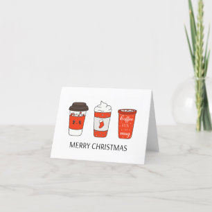 Cartão De Agradecimento Três Copas de Café de Papel de Natal com Tópicos