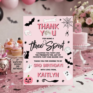 Cartão De Agradecimento Três Espíritos! Aniversário de 3 anos das meninas