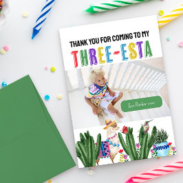 Cartão De Agradecimento Três-esta Fiesta aniversário de 3 anos Foto