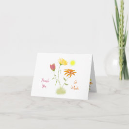 Cartão De Agradecimento Três Flores no Sol - transparentes em branco.