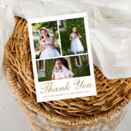 Cartão De Agradecimento Três Foto Greenery Primeira Comunhão