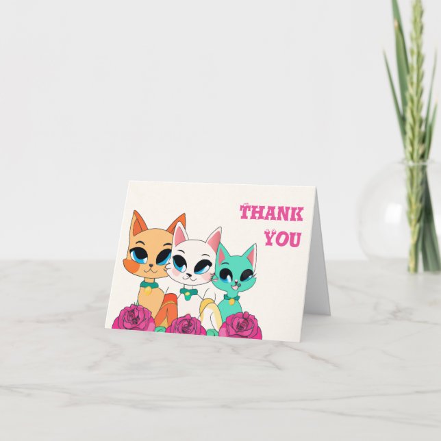 Cartão De Agradecimento Três Gatos (Frente)