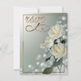 Cartão De Agradecimento Três Rosas Brancas/Trim Dourado