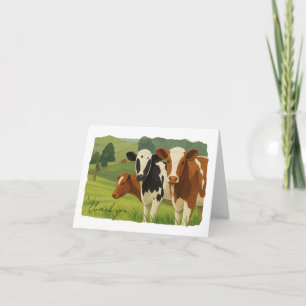 Cartão De Agradecimento Três Vacas no Campo