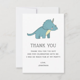 Cartão De Agradecimento Triceratops Dinossauro   Aniversário do Cute Dino 
