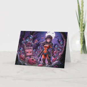 Cartão De Agradecimento Trick ou Treine Zombies Halloween Entregando o Cér