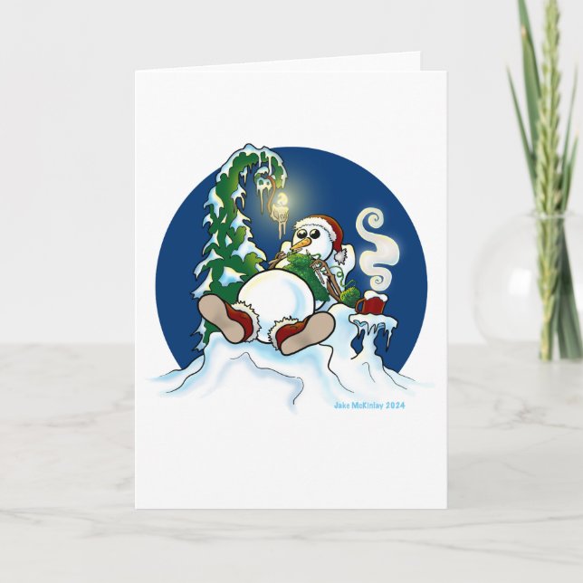 Cartão De Agradecimento tricô de boneco de neve (Frente)