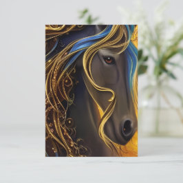 Cartão De Agradecimento Triptych belo Cavalo Negro