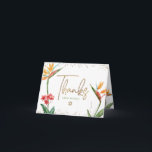 Cartão De Agradecimento Tropical Bat Mitzvah Aquarela Floral Rótulo Dourad<br><div class="desc">Certifique-se de que sua Bat Mitzvah favorita mostre apreço a todos que apoiaram seu evento marcante! Envie este cartão de agradecimento sofisticado e personalizado! Aves estilizadas, impressionantes, coloridas e tropicais de flores do paraíso em aquarela, escrita à mão em dourado falso, Estrela de Davi e pontos cintilantes, juntamente com o...</div>
