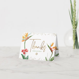 Cartão De Agradecimento Tropical Bat Mitzvah Aquarela Floral Rótulo Dourad