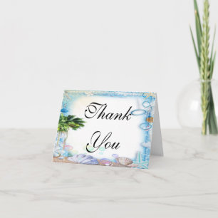 Cartão De Agradecimento Tropical Beach Seashell Wedding Thank You Card
