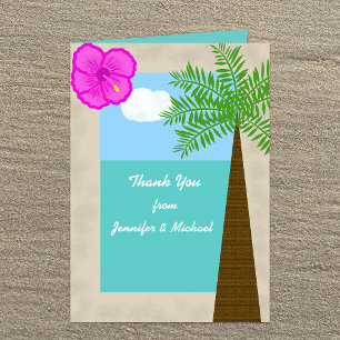 Cartão De Agradecimento Tropical Beach Wedding Thank You Card