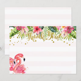Cartão de Agradecimento Tropical Flamingo Rosa & D