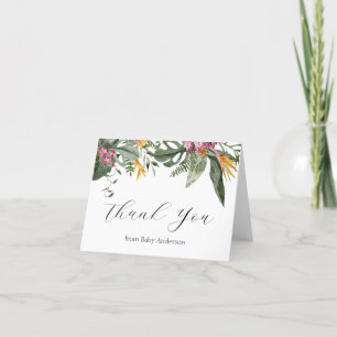 Cartão De Agradecimento Tropical Floral Aloha Chá de fraldas Obrigado