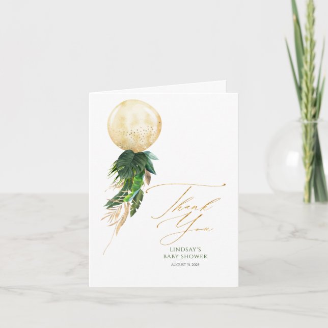 Cartão De Agradecimento Tropical Floral Balão Garland Obrigado (Frente)