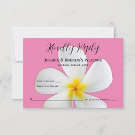Cartão De Agradecimento Tropical Floral, Plumeria Branca a Rosa, RSVP