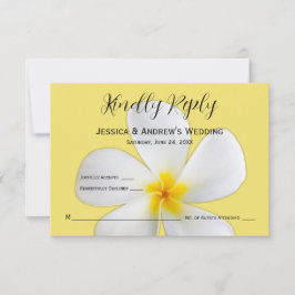 Cartão De Agradecimento Tropical Floral, Plumeria Branca em Amarelo, RSVP