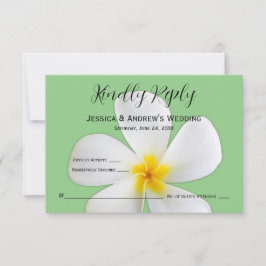 Cartão De Agradecimento Tropical Floral, Plumeria Branca em Sage, RSVP