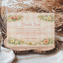 Cartão De Agradecimento Tropical Gingham Floral Graduação
