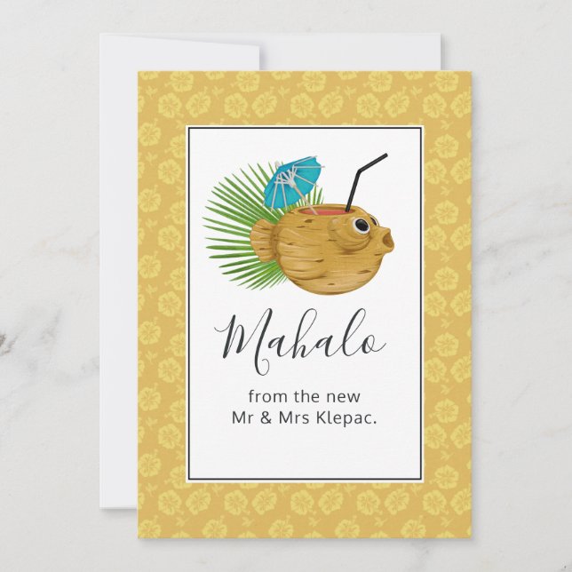 Cartão De Agradecimento Tropical Hawaii Tiki Totem Summer (Frente)