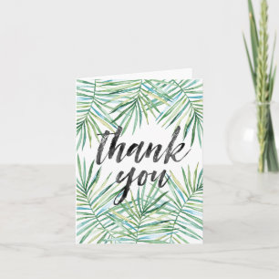 Cartão De Agradecimento Tropical Leaves Watercolor Thank you