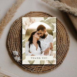 Cartão De Agradecimento Tropical Orchid Botanical Wedding Photo Thank You 