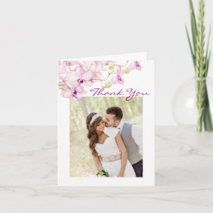 Cartão De Agradecimento Tropical Orchid Photo Wedding Thank You Card
