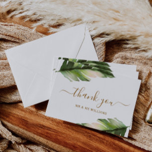 Cartão De Agradecimento Tropical Palm Leaf Wedding Thank You Card