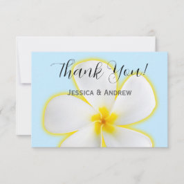 Cartão De Agradecimento Tropical, Plumeria Branca e Amarela, Casamento Flo