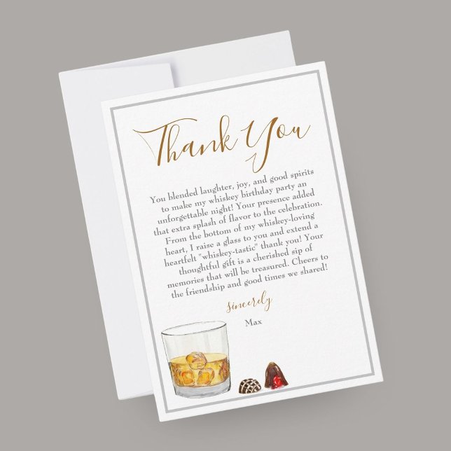Cartão De Agradecimento Trufas de Chocolate com Água e Uísque em Aquarela  (A great Thank You note with the Whiskey and Chocolate Candy design. )