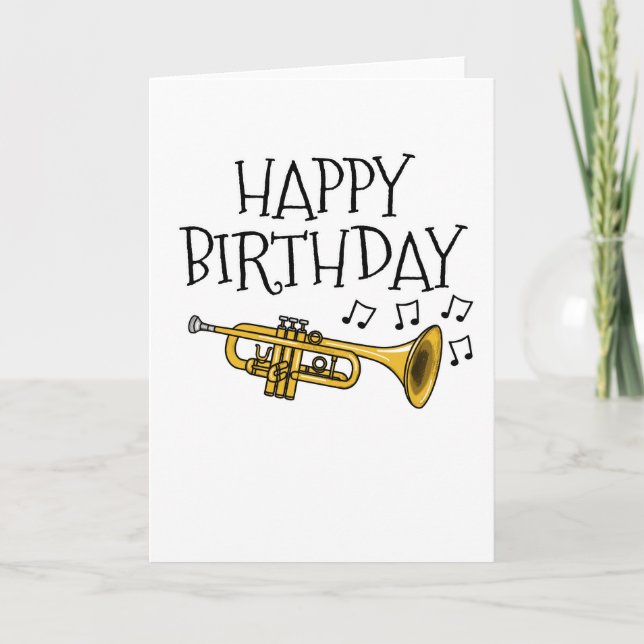 Cartão De Agradecimento Trumpet Birthday Card Trumpeter Brass Musical (Frente)