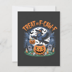 Cartão De Agradecimento Truque ou F-Caw-f Funny Crow Halloween Spooky