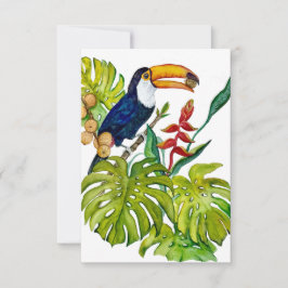 Cartão De Agradecimento Tucano Colorido Aquarela Pássaro Tropical