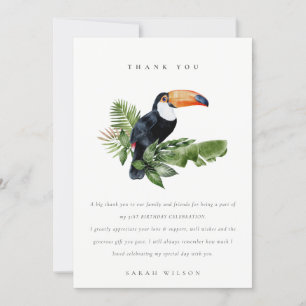 Cartão De Agradecimento Tucano da Floresta Tropical Fauna Aniversário de Q