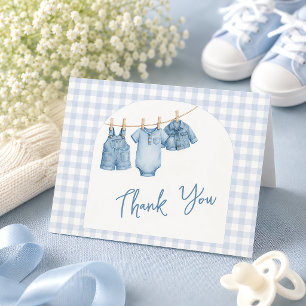 Cartão De Agradecimento Tudo em Um Bebê de Jeans Azul Bebê Personalizado X