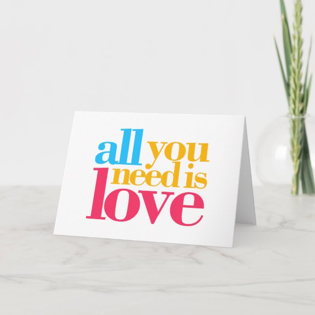 Cartão De Agradecimento Tudo que você precisa é amor (Frente)