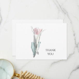 Cartão De Agradecimento Tulip Personalizado De Aquarela Simples Obrigado