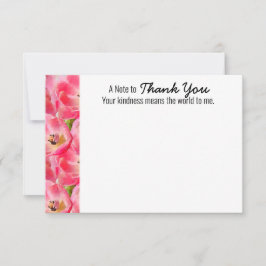 Cartão De Agradecimento Tulipa De Aquarela Rosa Obrigado Placa Simples